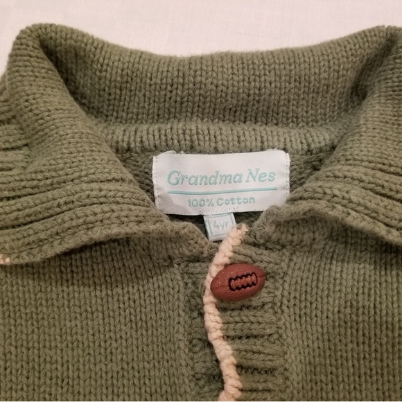 Cute football sweater fits 2-4 yo. Green with football buttons. Like new! - Picture 5 of 5